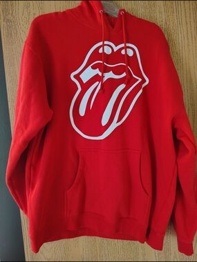 Rolling Stones 2021 Tour Red Hoodie with White Tongue Graphic